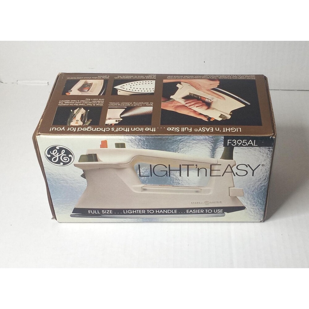 Vintage GE Light n Easy Steam Dry Iron Beige F395AL New Sealed MCM Appliance